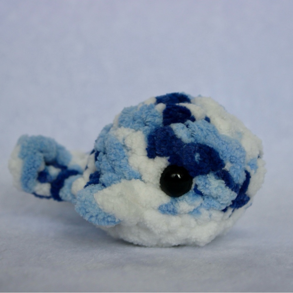 Handmade Multi-Blue Crochet Mini Whale